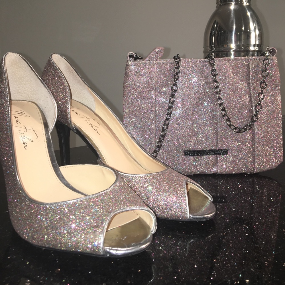 Sparkly Mark Fisher peep toe heels. Worn once!